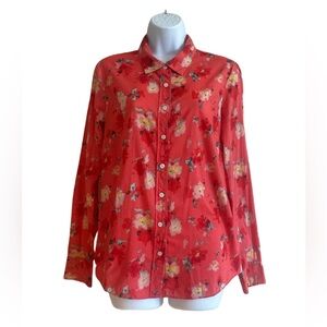 J. Crew ‘Perfect’ Floral Print Button Front Shirt _ Coral Multi